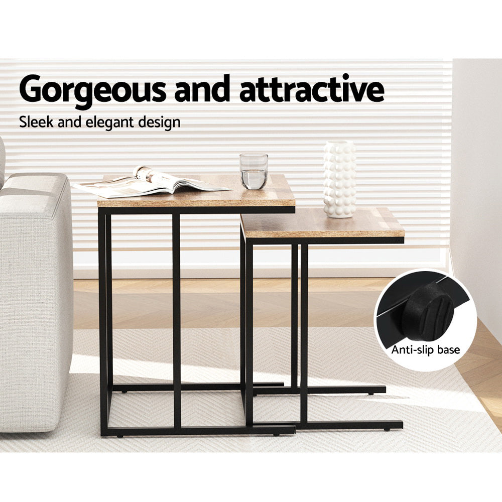 Dark Wood Nesting Side Table Set