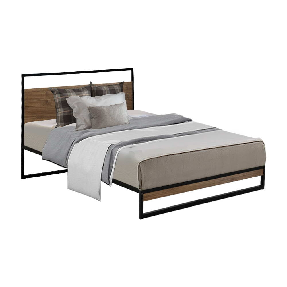 Amor Dane Black & Dark Wood Single Bed Frame