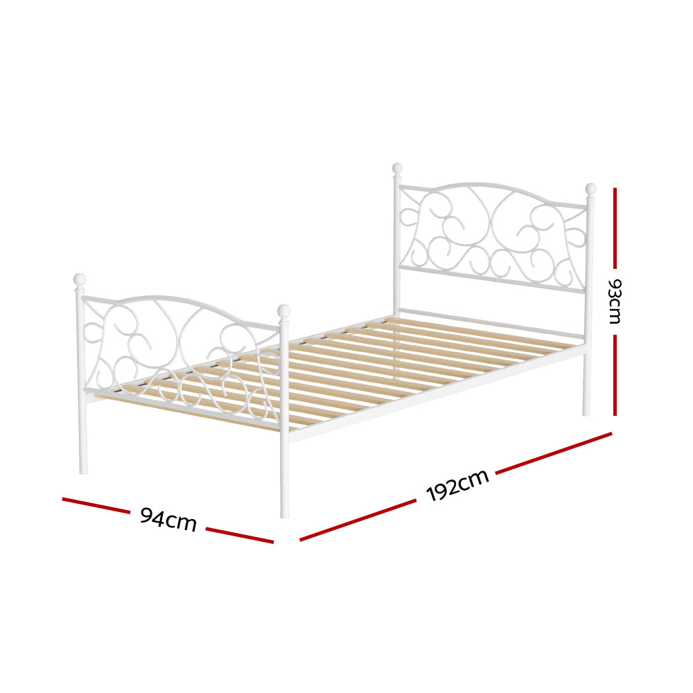 GROA White Single Bed Frame