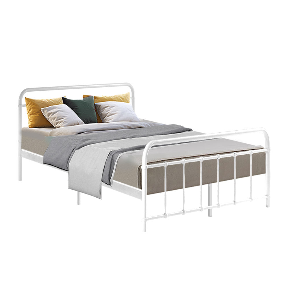 Leo White Double Metal Bed Frame