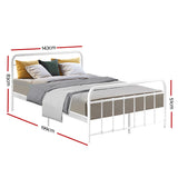 Leo White Double Metal Bed Frame