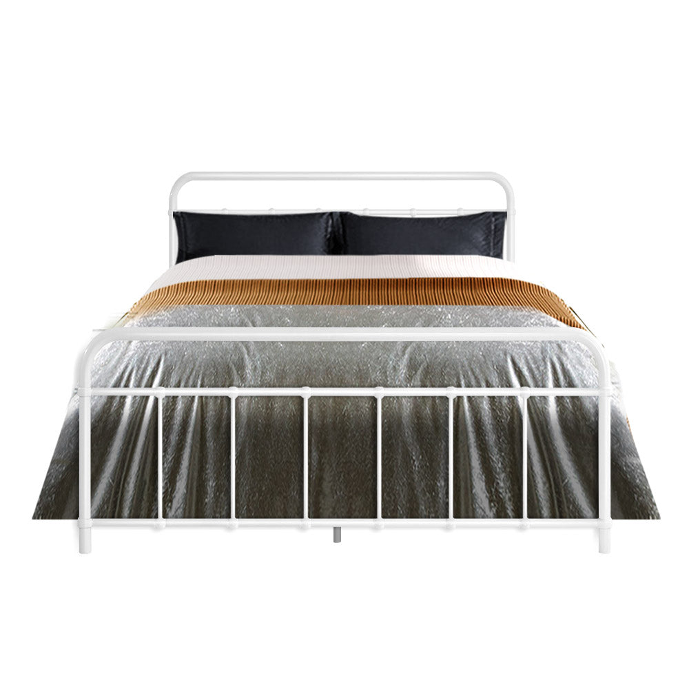 Leo White Double Metal Bed Frame