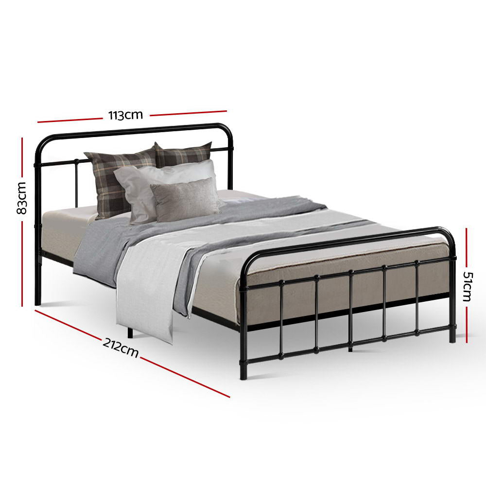 Leo Black King Single Metal Bed Frame