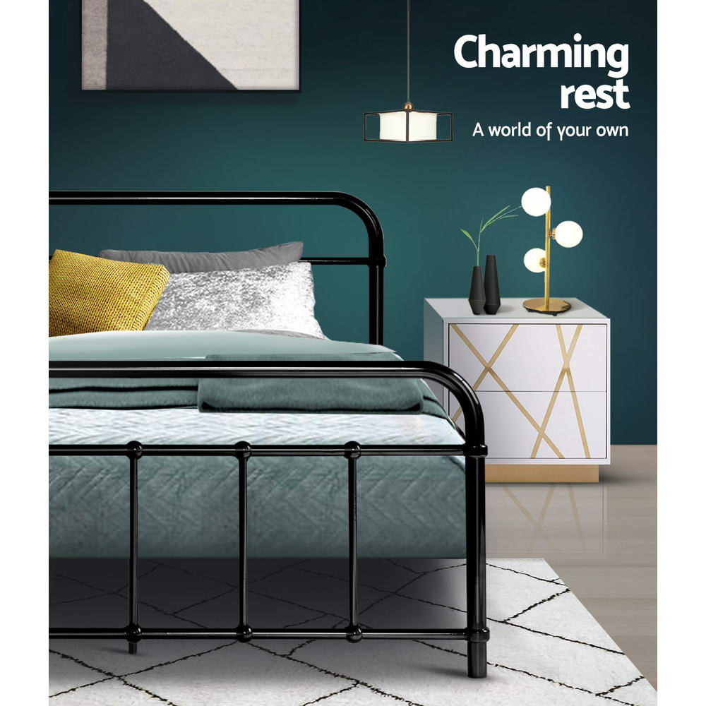 Leo Black King Single Metal Bed Frame