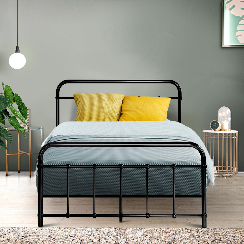 Leo Black King Single Metal Bed Frame