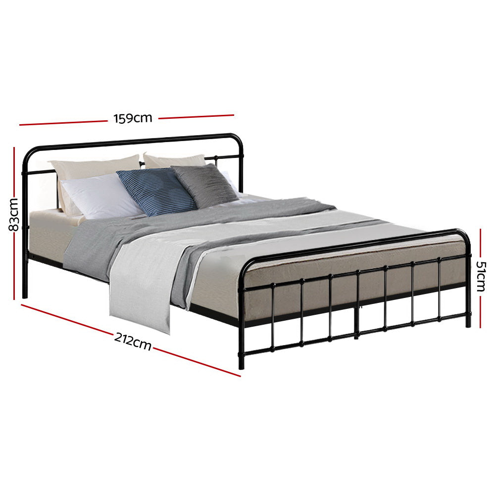 Queen Bed Frame Black Metal - Leo