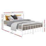 Queen Bed Frame White Metal - Leo