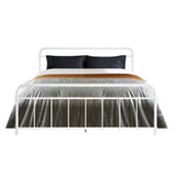 Queen Bed Frame White Metal - Leo