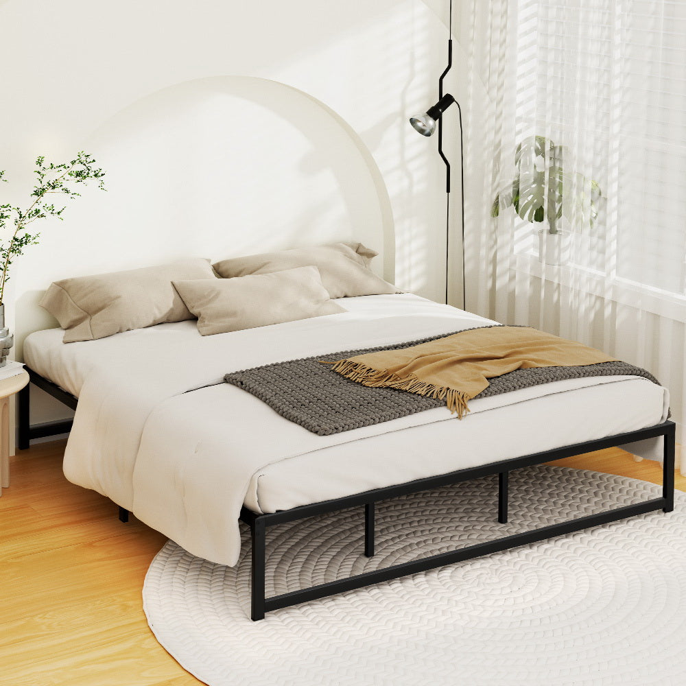 Tino Bed Frame -  King Size Black Metal