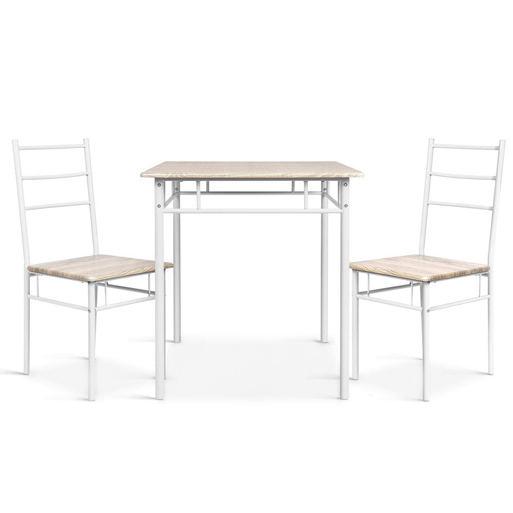 Machal Dining Table and 2 Chairs Set Natural & White