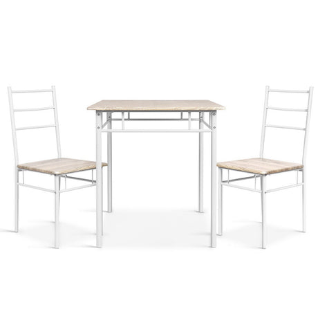 Machal Dining Table and 2 Chairs Set Natural & White