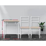 Machal Dining Table and 2 Chairs Set Natural & White