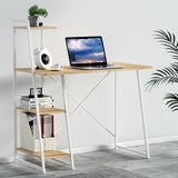 Oak & White Bookshelf Office Desk