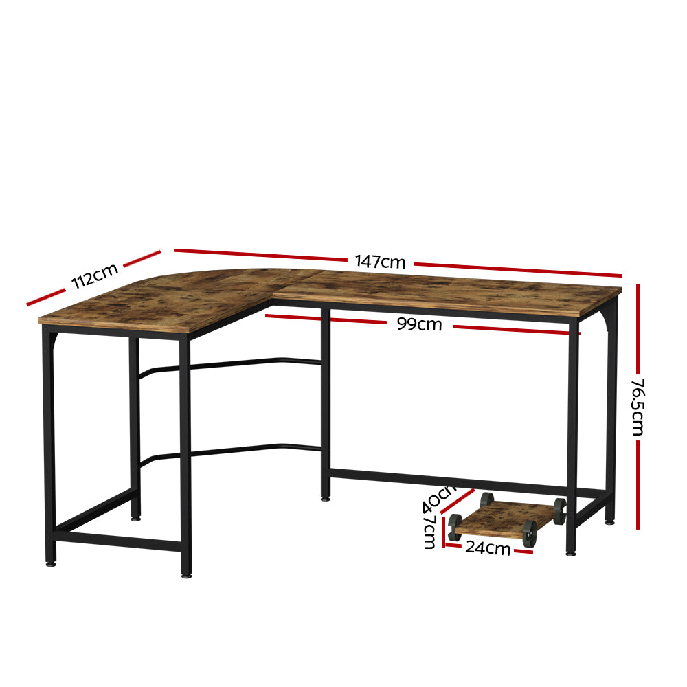 L-shaped Brown Computer Desk