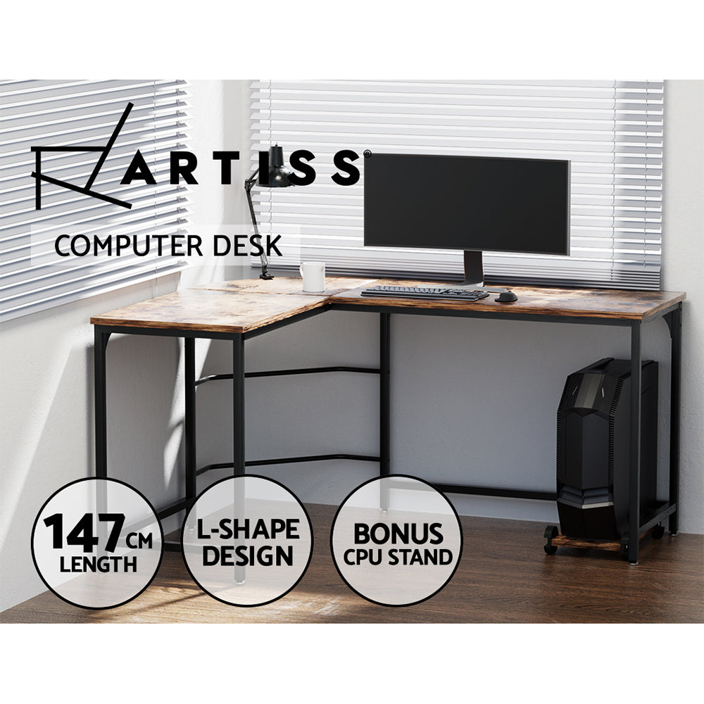 L-shaped Brown Computer Desk