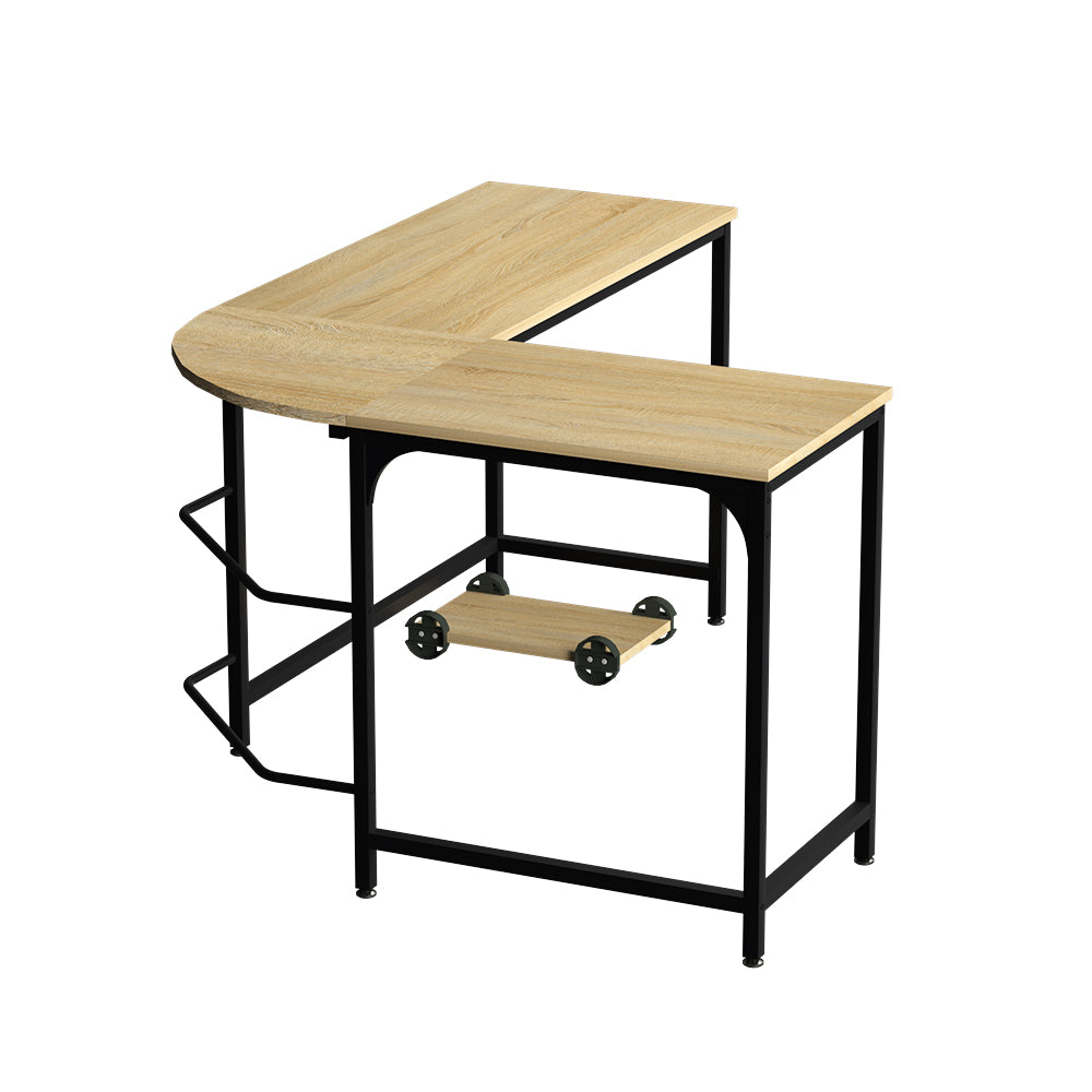 L-shaped Computer Desk - Oak & Black