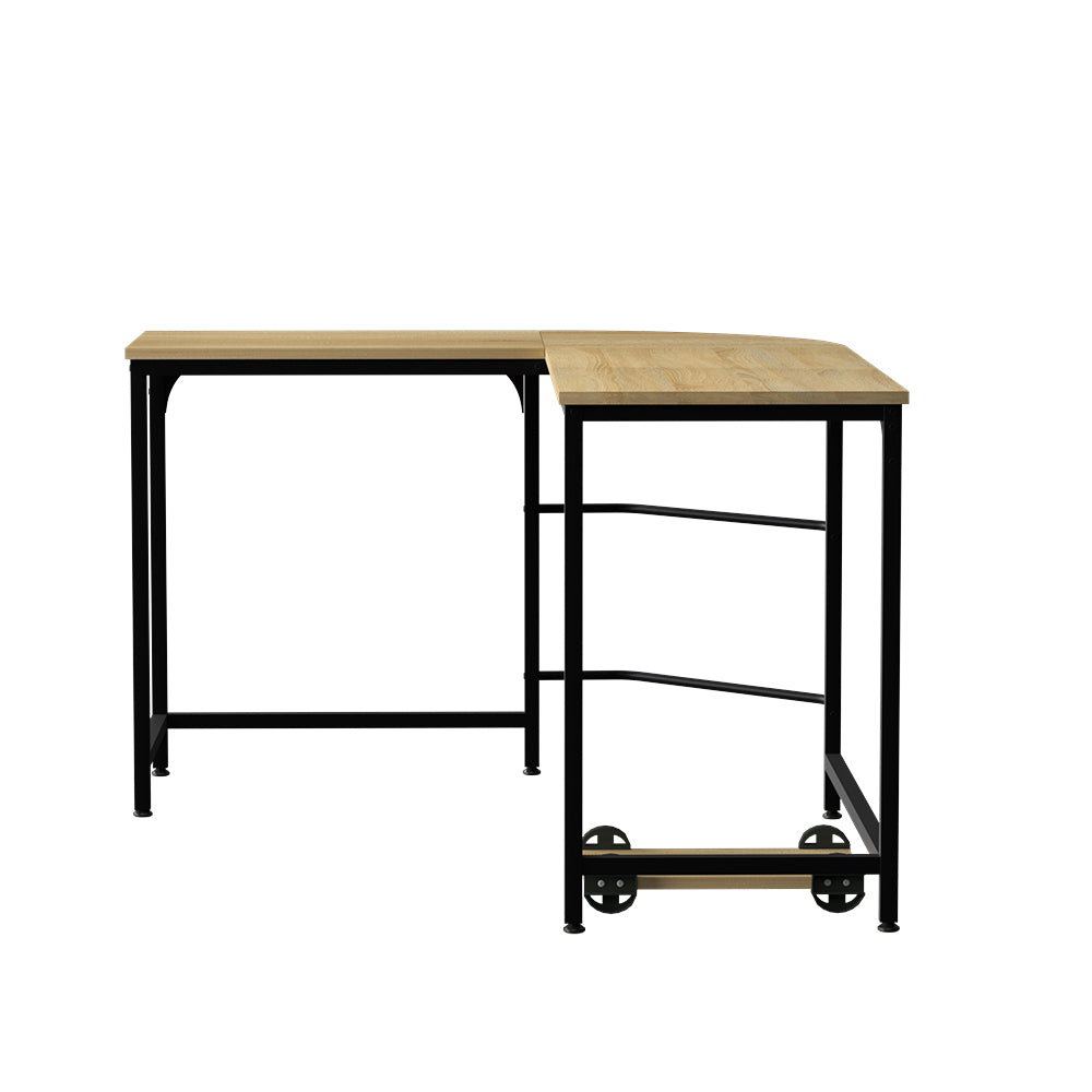 L-shaped Computer Desk - Oak & Black