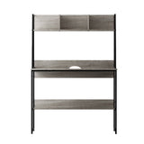 Grey Office Desk with Shelves