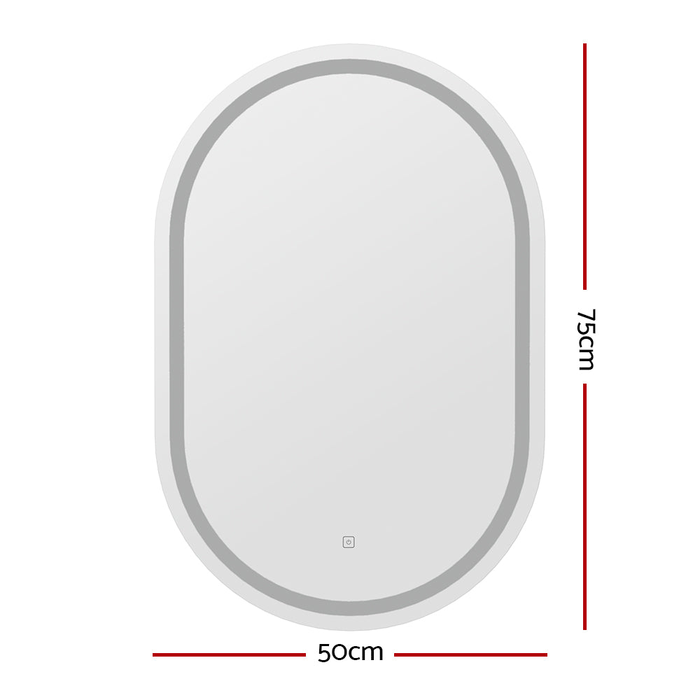 Ember LED Wall Mirror With Light 50X75CM Bathroom Décor Oval Mirrors Vanity