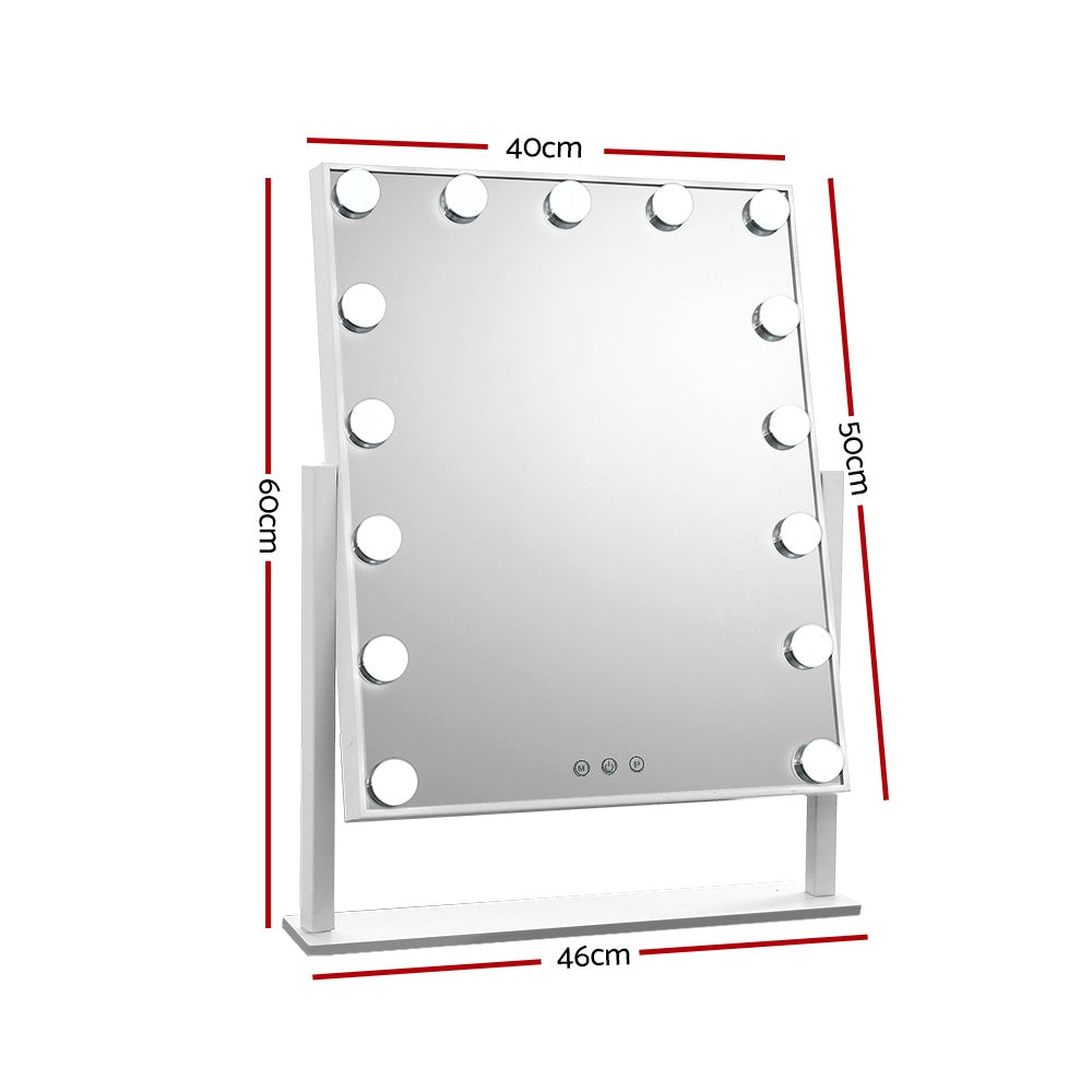 Embellir Makeup Mirror 40X50cm Hollywood with Light Round 360&deg; Rotation 15 LED