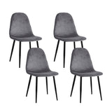 4 X Dining Chairs Dark Grey Velvet