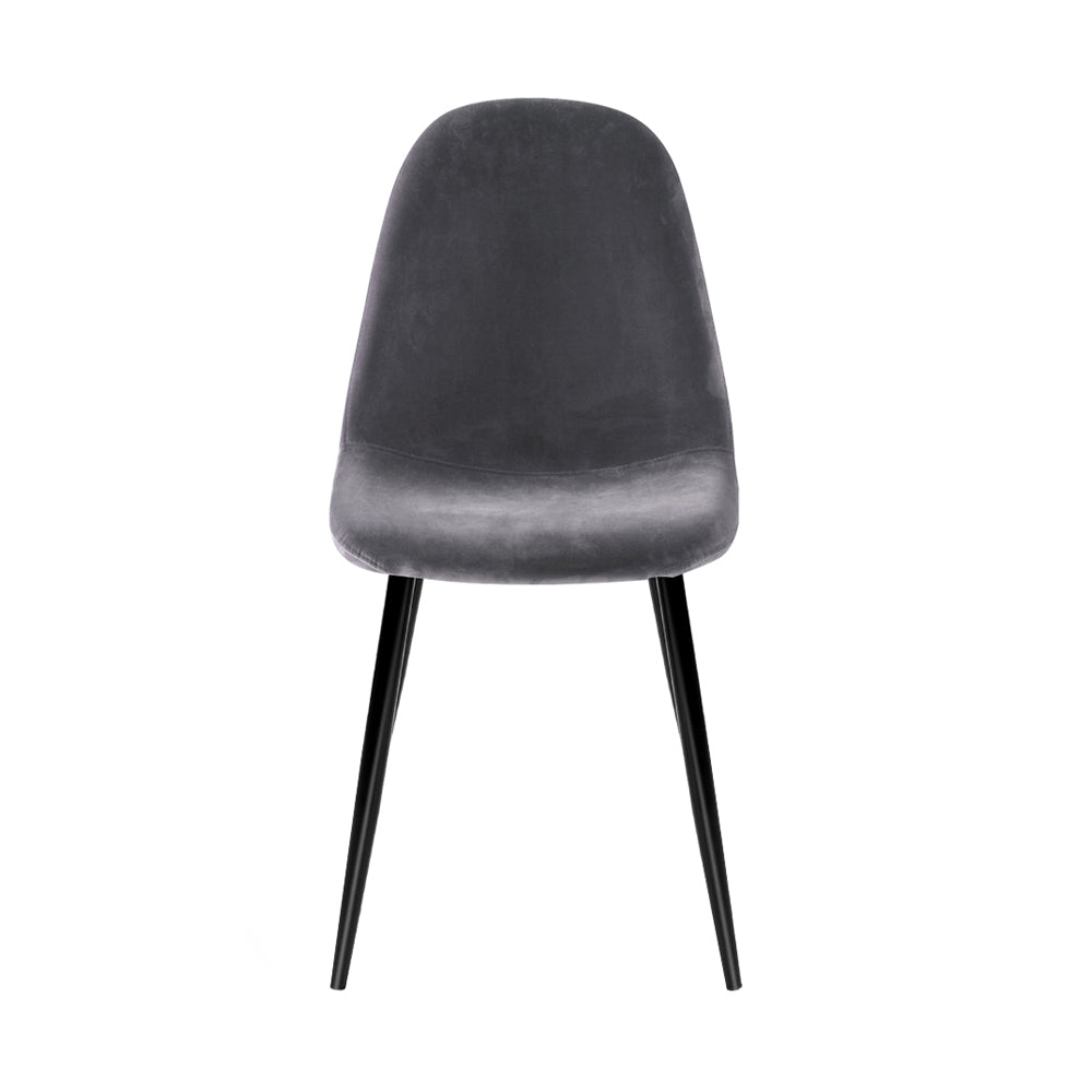 4 X Dining Chairs Dark Grey Velvet