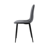 4 X Dining Chairs Dark Grey Velvet