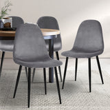 4 X Dining Chairs Dark Grey Velvet