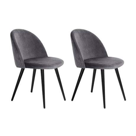 2 x Brody Dining Chairs Velvet Dark Grey