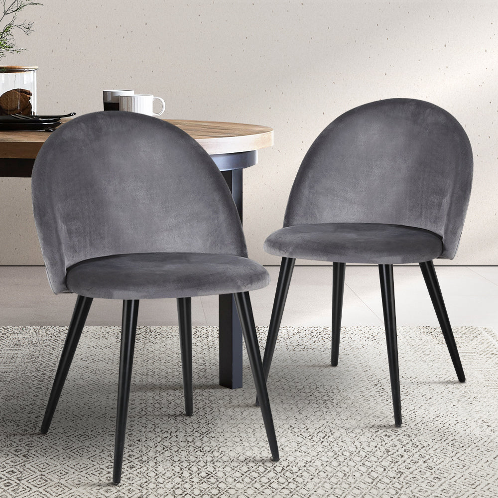 2 x Brody Dining Chairs Velvet Dark Grey