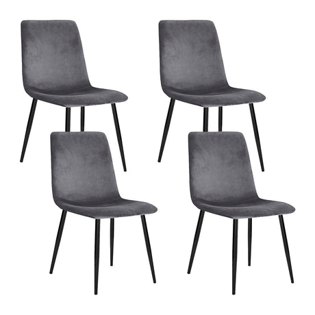 Modern Dining Chair Set 4 Grey Velvet