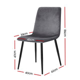 Modern Dining Chair Set 4 Grey Velvet