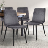 Modern Dining Chair Set 4 Grey Velvet