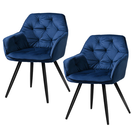 Valisa Dining Chairs Set 2 Blue Velvet