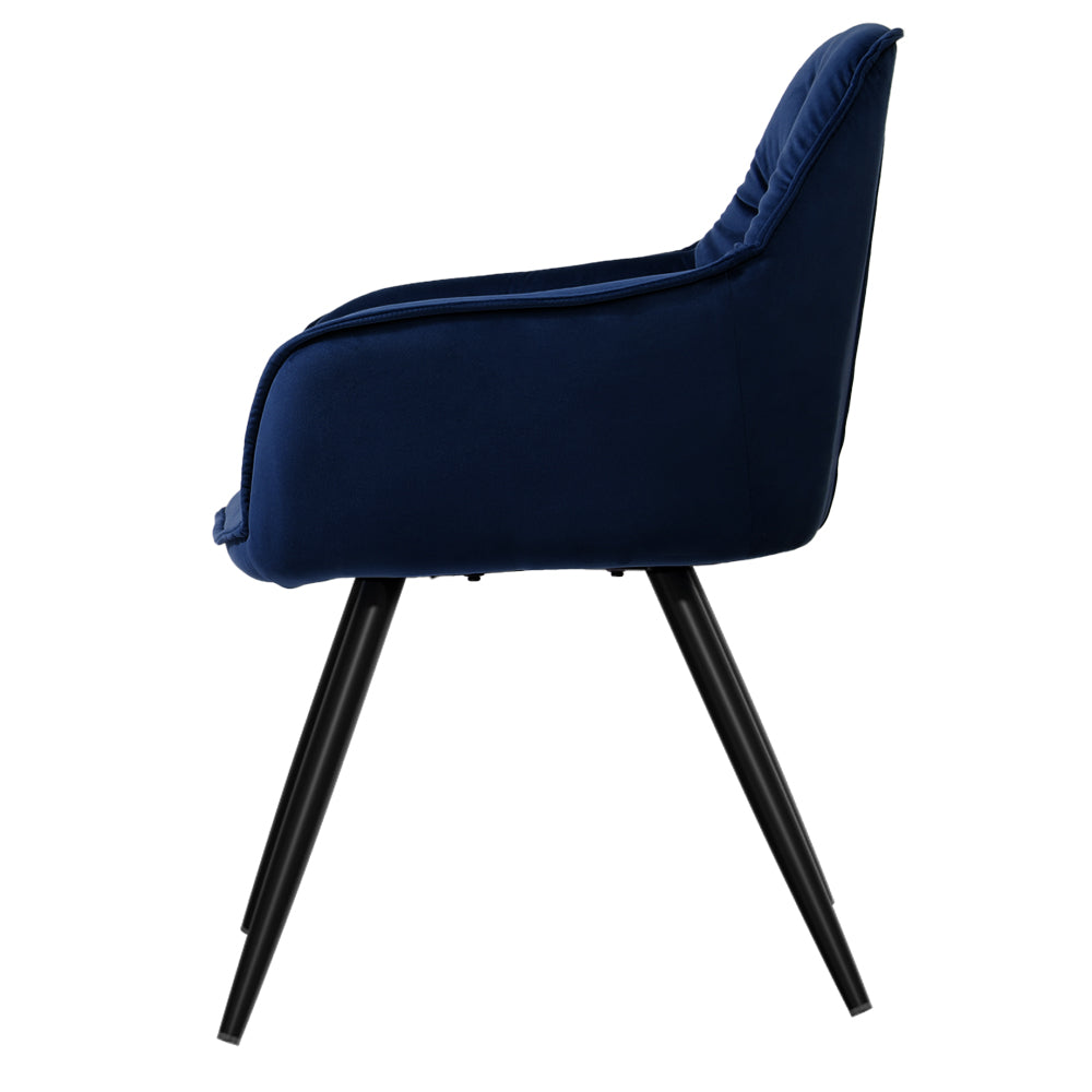 Valisa Dining Chairs Set 2 Blue Velvet