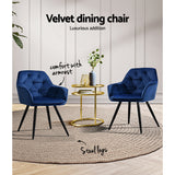 Valisa Dining Chairs Set 2 Blue Velvet