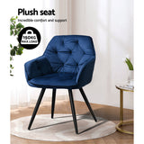 Valisa Dining Chairs Set 2 Blue Velvet