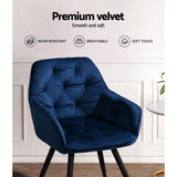 Valisa Dining Chairs Set 2 Blue Velvet