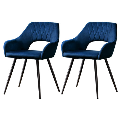 Caitlee Dining Chairs Set 2 Soft Blue Velvet