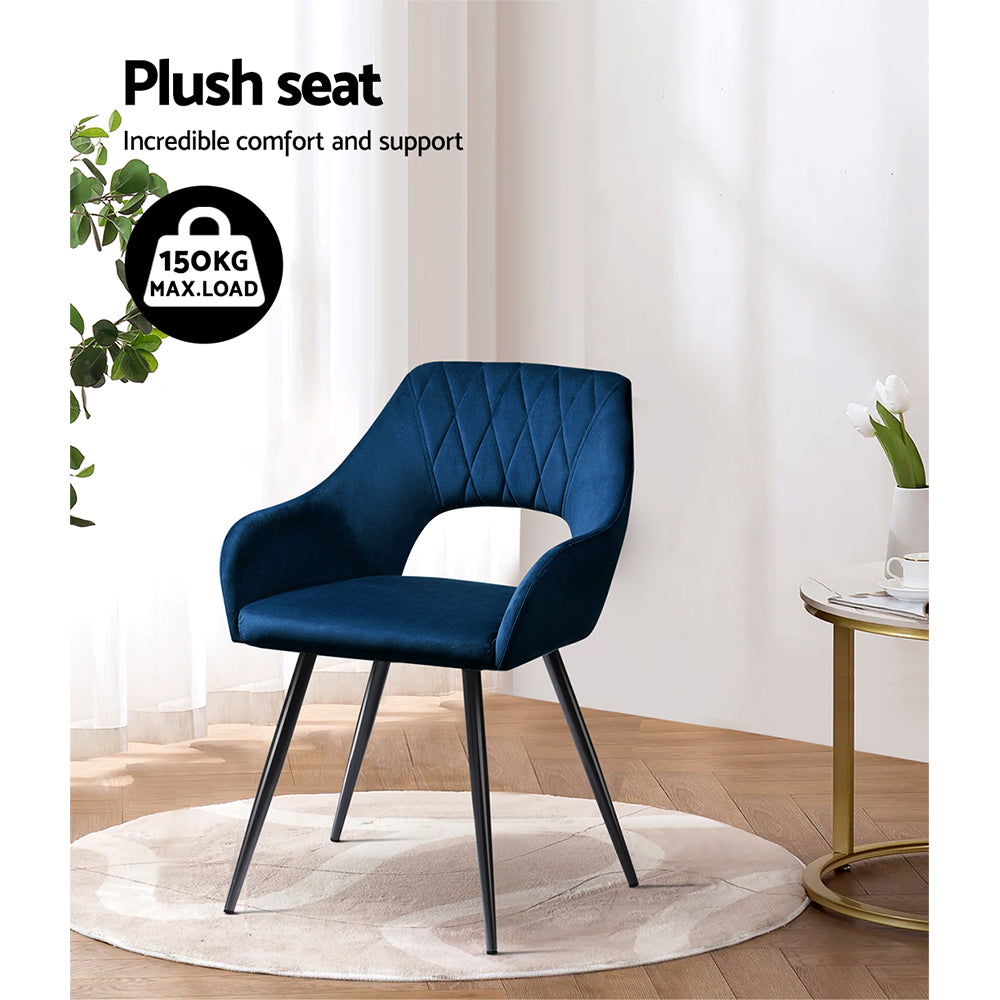 Caitlee Dining Chairs Set 2 Soft Blue Velvet