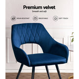 Caitlee Dining Chairs Set 2 Soft Blue Velvet