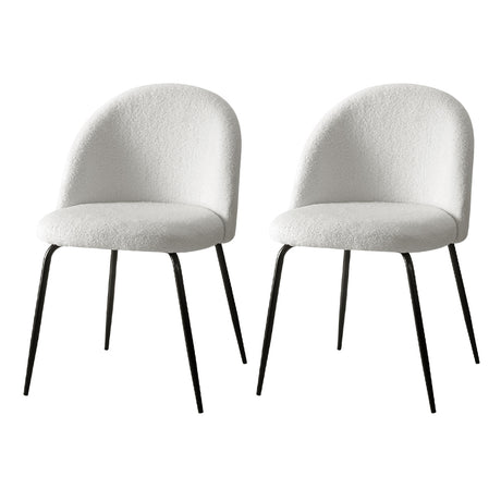 Tofa Dining Chairs Set of 2 Sherpa White