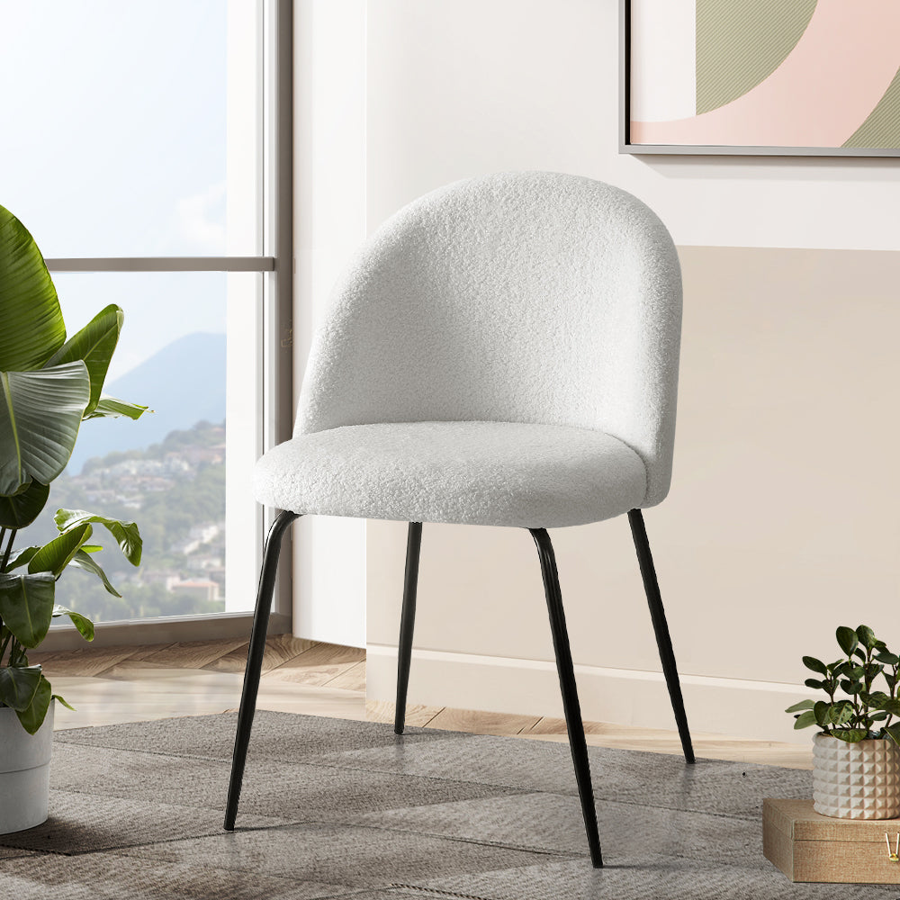 Tofa Dining Chairs Set of 2 Sherpa White