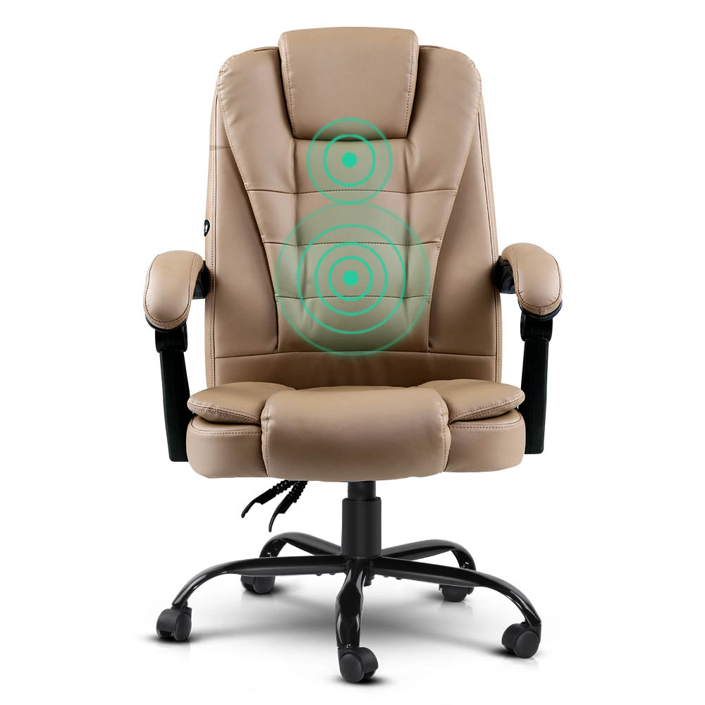 2 Point Massage Office Chair PU Leather Espresso