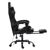 2 Point Massage Gaming Office Chair Footrest Black