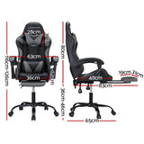 2 Point Massage Gaming Office Chair Footrest Grey