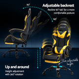 2 Point Massage Gaming Office Chair Footrest Yellow