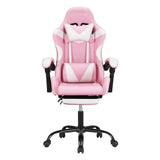 2 Point Massage Gaming Office Chair Footrest Pink