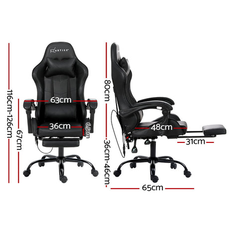 Massage Gaming Chair Black