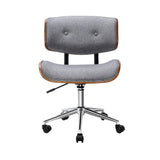 Wooden Office Chair Fabric Seat Grey